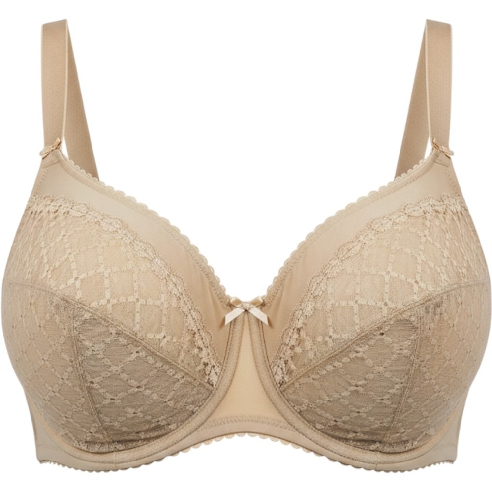 Glamorise Bra Womens 44D Beige Excellent Lace Wonderwire Underwire 9845